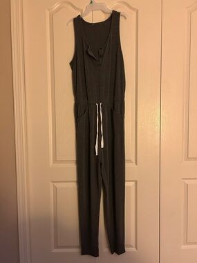 Joe Fresh Sleeveless Dark Gray Drawstring Jumpsuit